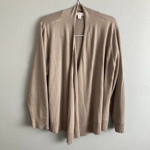 Coldwater Creek Silk Blend Grey Open Front Cardigan Size 2x